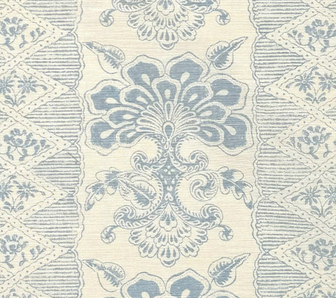 Quadrille Fabric: Chantilly Stripe - Custom Soft Windsor Blue on Tinted Belgian Linen / Cotton