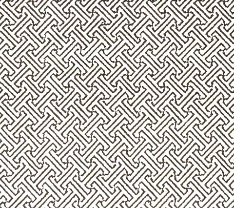 China Seas Fabric: Java Petite - Custom Petite Brown on White Belgian Linen / Cotton