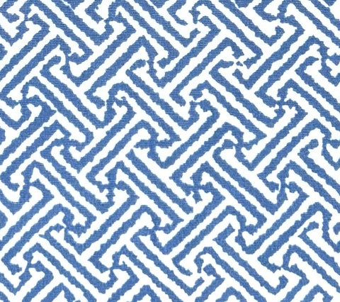 China Seas Fabric: Java Java - Custom Pacific Blue on White Suncloth (OUTDOOR)