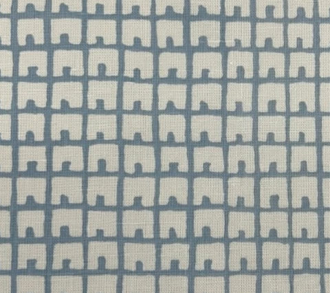 China Seas Fabric: Fez Background - Custom Cadet Blue on Tan 100% Linen