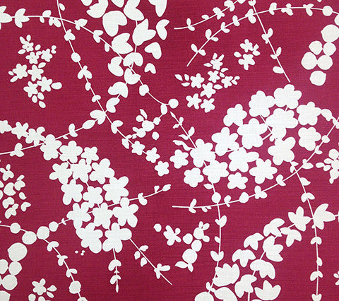 China Seas Fabric: Lysette Reverse - Custom Dark Red on Tinted Belgian Linen / Cotton