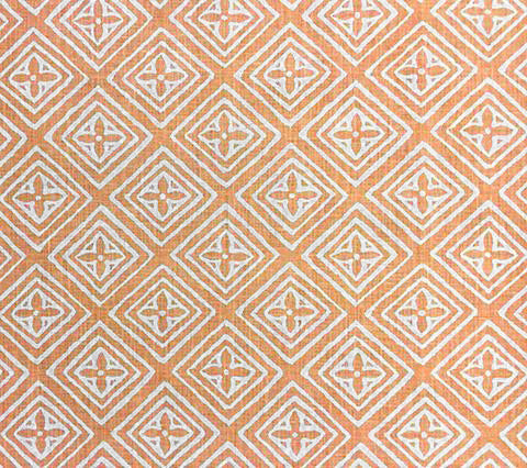 China Seas Fabric: Fiorentina - Custom Orange on White 100% Linen