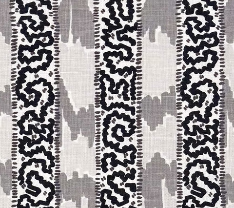 China Seas Fabric: Bijou Stripe - Custom Grey / Charcoal / Black on Tinted 100% Linen