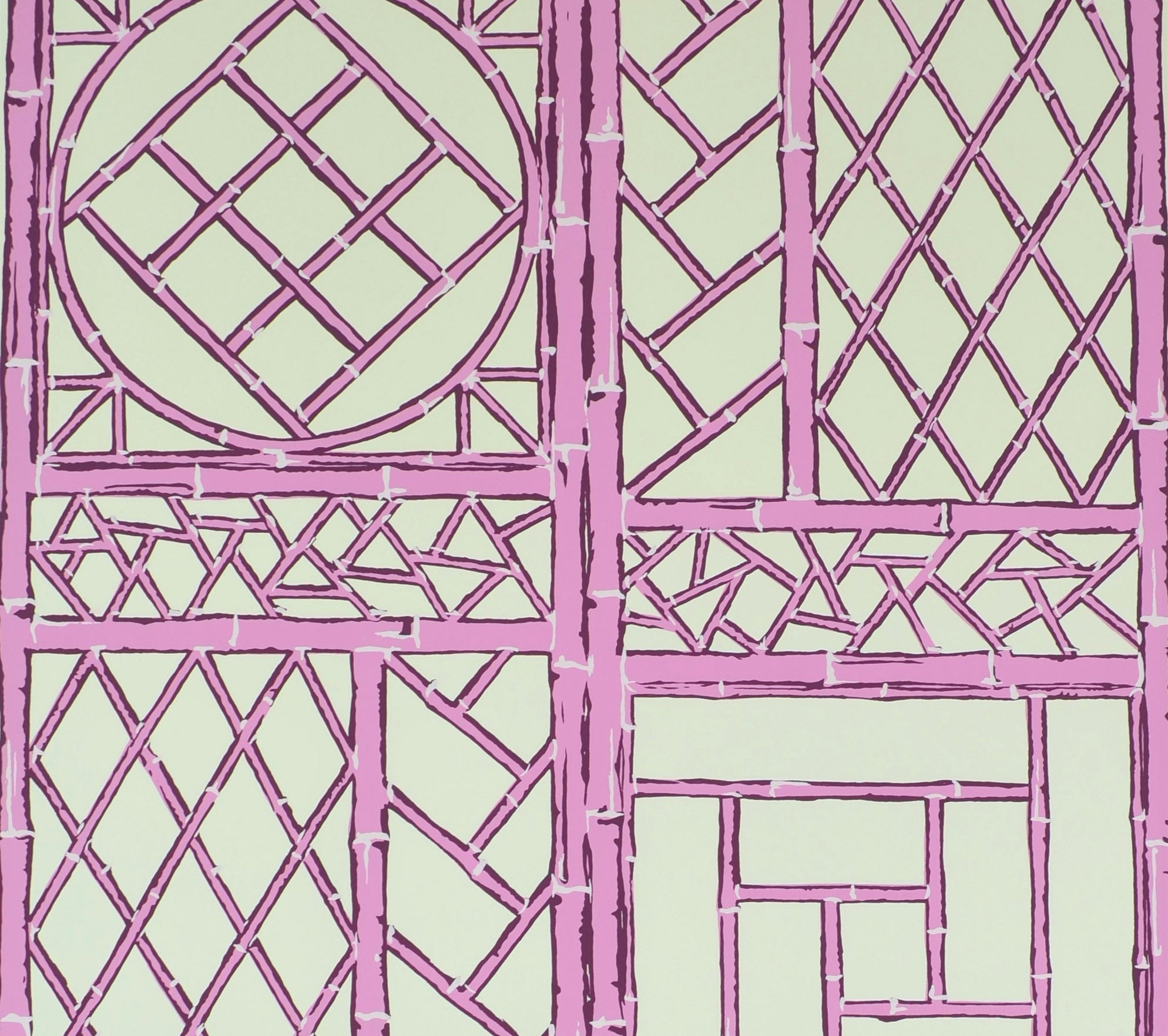 China Seas Wallpaper: Lyford Trellis - Custom Lilac / Purple on Off White Paper