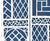 China Seas Fabric: Trellis Background - Custom Navy on White 100% Linen