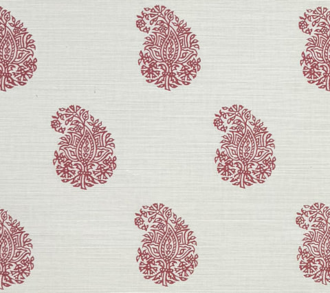 China Seas Fabric: Bangalore Paisley - Custom Dark Shrimp on Tinted Belgian Linen / Cotton