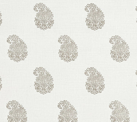 China Seas Fabric: Bangalore Paisley - Custom Taupe on Tinted 100% Linen