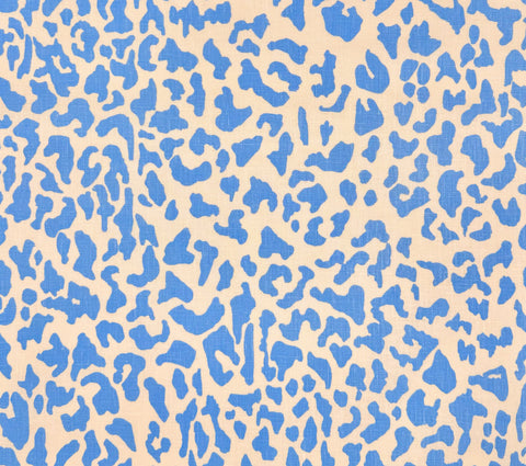 China Seas Fabric: Zeze Leopard - Celestial Blue on Tinted 100% Belgian Linen
