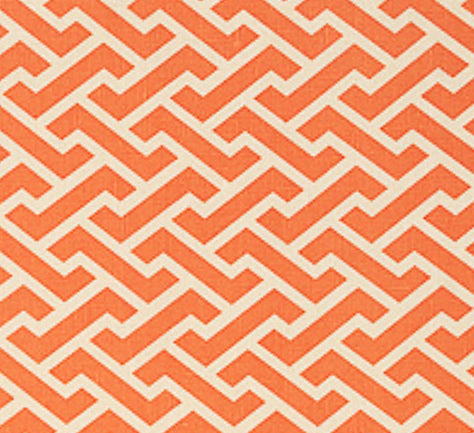 China Seas Fabric: Aga Reverse - Custom Orange on Tinted 100% Linen