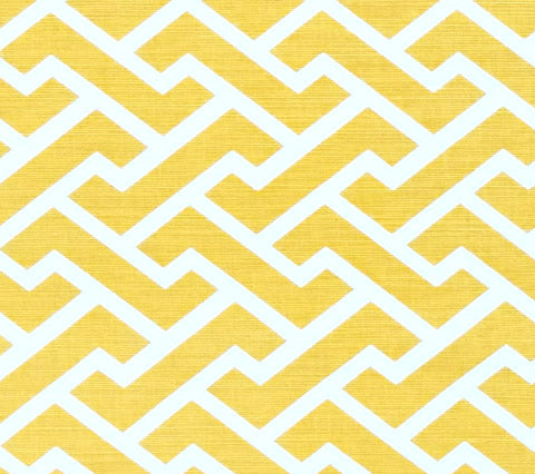 China Seas Fabric: Aga Reverse - Custom Taxicab Yellow on White Belgian Linen / Cotton