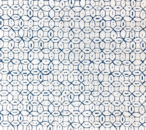 China Seas Wallpaper: Melong Batik - Custom Blue on Off White Paper (5 YARD MINIMUM)
