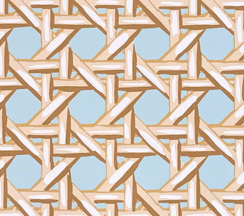 China Seas Wallpaper: Club Cane - Custom Cream / Taupe / At Sea (FIVE YARD MINIMUM)