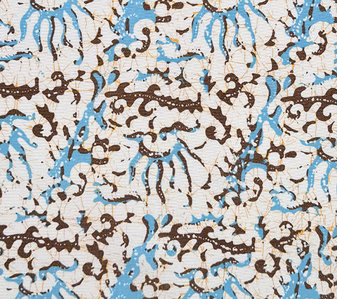 China Seas: Hulai Batik - Custom Blue / Brown on White Suncloth (OUTDOOR)