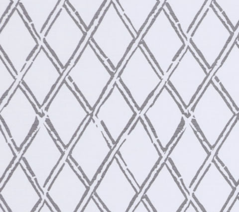 China Seas Fabric: Lyford Diamond Bamboo - Custom Steel Gray on White Belgian Linen / Cotton