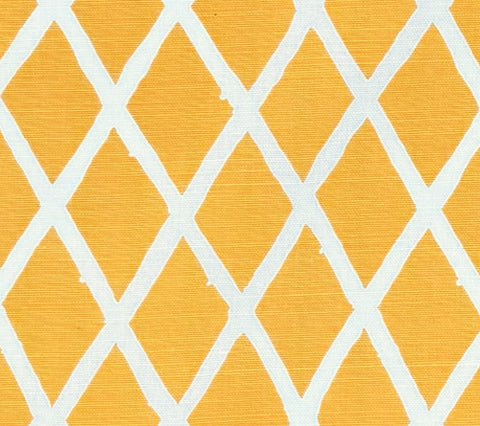 China Seas Fabric: Lyford Diamond Blotch - Custom Yellow on Tinted Belgian Linen / Cotton