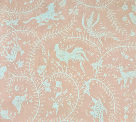 China Seas Fabric: Cirebon Reverse - Custom Old Pink on White 100% Linen