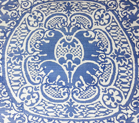 Quadrille Fabric: Veneto - Custom Denim Blue on White Belgian Linen / Cotton