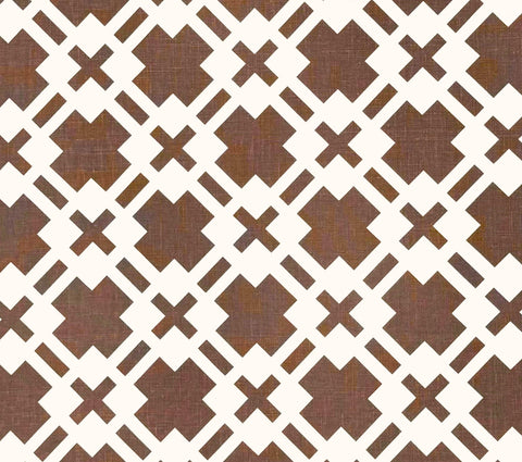 China Seas Fabric: Donovan - Custom Brown on Tan 100% Linen