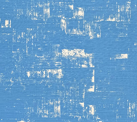 China Seas Print: New Shadows - Custom French Blue on White Belgian Linen / Cotton