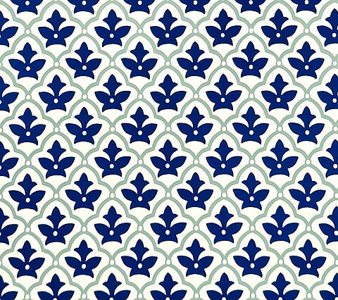 China Seas Wallpaper: Cumberland - Custom Navy / Green on Almost White Paper (FIVE YARD MINIMUM)