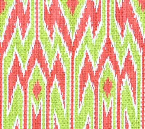 China Seas Fabric: Lucaya Ikat - Custom Orange / Green on Lightly-Tinted Linen / Cotton (Imported from Italy)