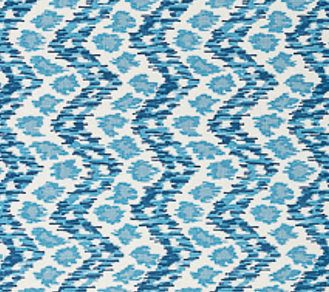 China Seas Fabric: Zizi Vertical - Custom Blues on White 100% Linen