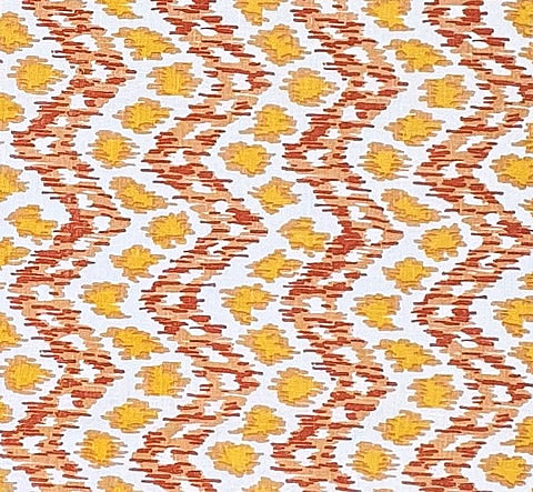 China Seas Fabric: Zizi Horizontal - Custom Terracotta / Orange / Yellow on Tinted 100% Linen