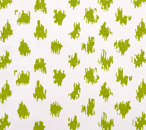 China Seas Fabric: Zizi Spot - Custom Chartreuse on Tinted Belgian Linen / Cotton