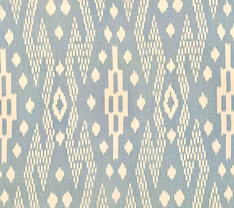 China Seas Fabric: Andros Batik - Custom Windsor Blue on Tinted Belgian Linen / Cotton