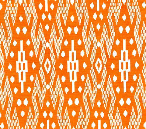 China Seas Fabric: Andros Batik - Custom Orange on Tinted Belgian Linen / Cotton