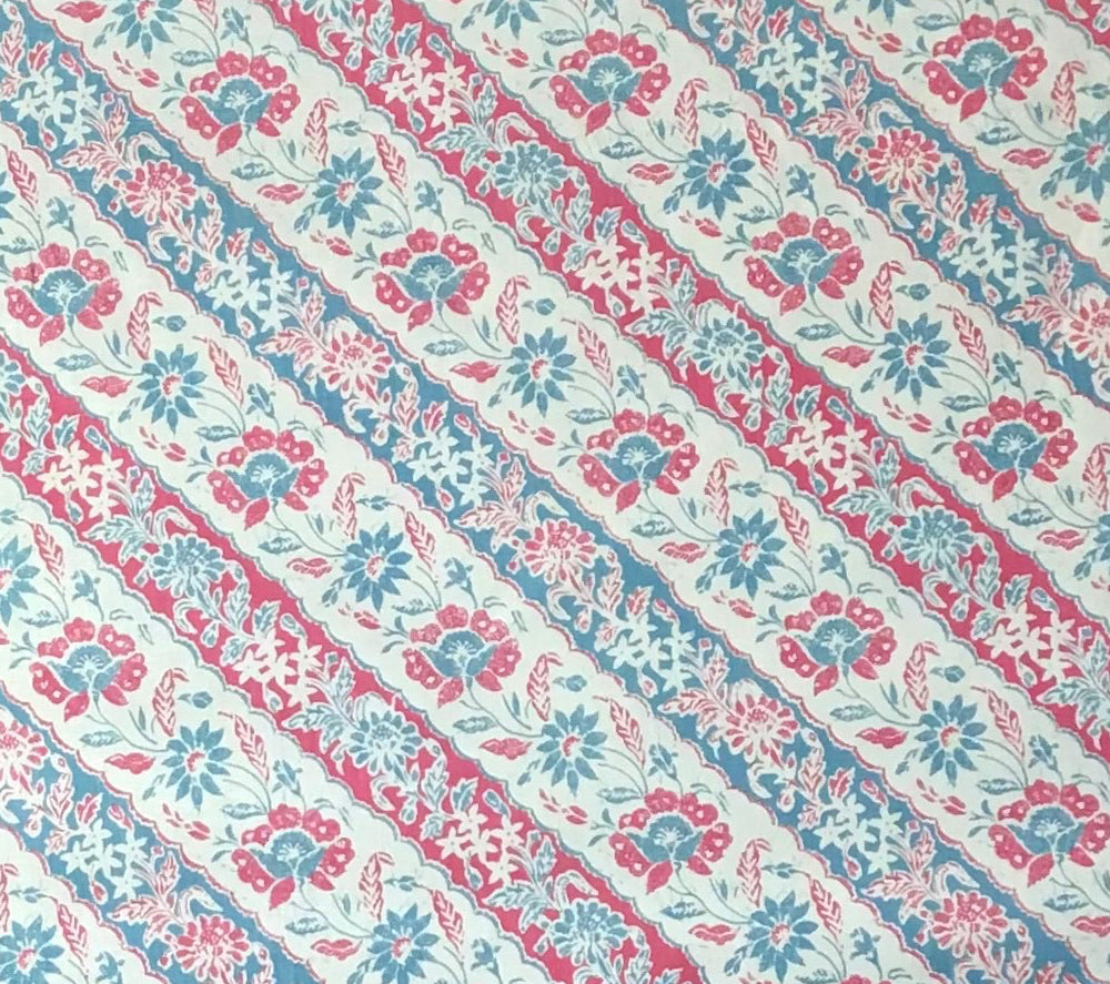 China Seas Fabric: Lim Diagonal - Custom Vapor / Magenta on Tan 100% Belgian Linen detail