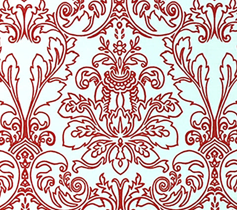 Quadrille Fabric: Monty Outline - Custom Red on Optic White Belgian Linen / Cotton