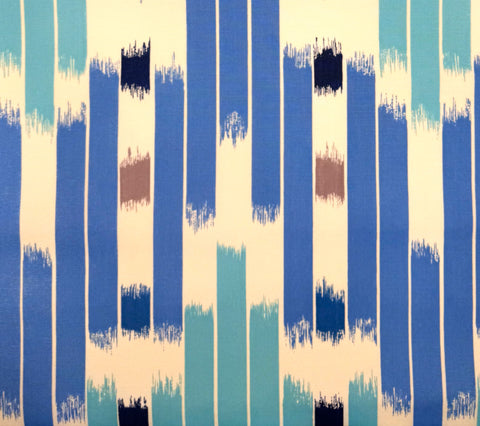 China Seas Fabric: Bordeaux - Multi Blues on White Suncloth (OUTDOOR)