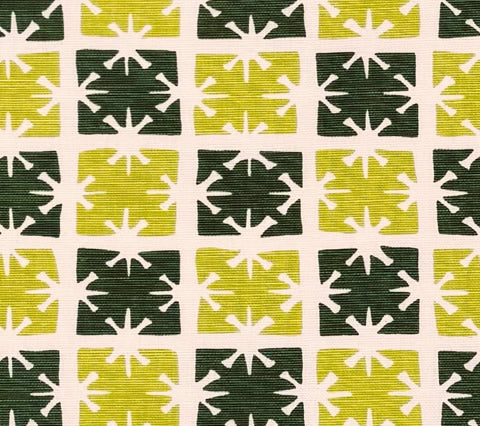 China Seas Print: Georgia Small Scale - Custom Lime / Forest Green on Tinted Belgian L:inen / Cotton