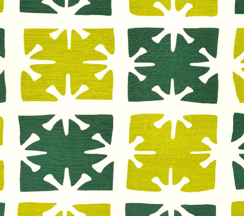China Seas Print: Georgia Large Scale - Custom Forest Green / Lime on White Belgian Linen/Cotton