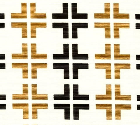 China Seas Fabric: Frowick Small Scale - Custom Brown / Camel on Tinted Belgian Linen / Cotton