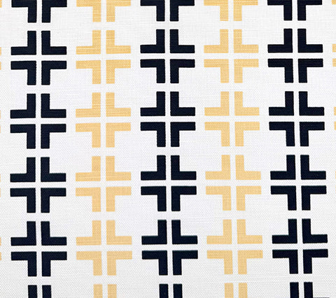 China Seas Fabric: Frowick Small Scale - Custom Black / Tan on Tinted Belgian Linen / Cotton