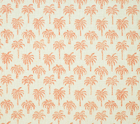 China Seas Fabric: Island Palms - Custom Apricot on Tinted Belgian Linen / Cotton