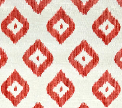 China Seas Fabric: Bali Diamond - Multi Coral on Tinted Belgian Linen / Cotton