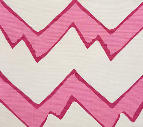 Alan Campbell Fabric: Montecito Zig Zag - Custom Pinks on Tinted Belgian Linen / Cotton