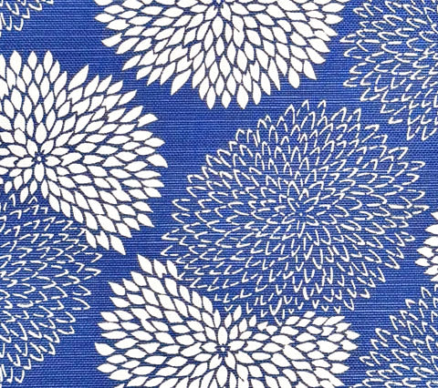 China Seas Fabric: New Chrysanthemum Reverse - Custom Navy on White Belgian Linen / Cotton
