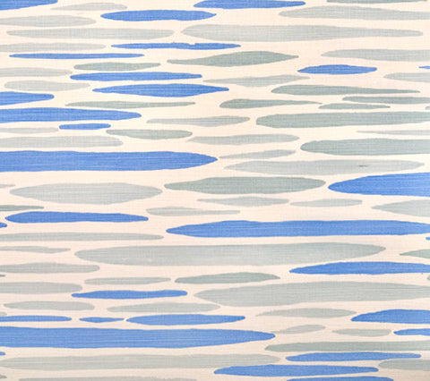 Quadrille Fabric: Ocean - Custom Multi Ice Blue on White Belgian Linen / Cotton