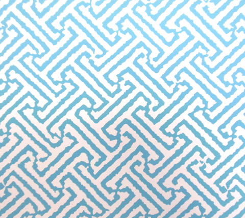 China Seas Wallpaper: New Java Java - Custom Turquoise on White (5 YARD MINIMUM)