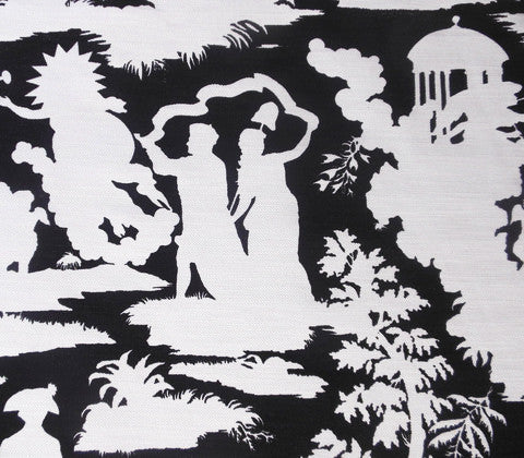 Quadrille Fabric: Independence Background - Custom Black on Westover Upholstery-weight Linen