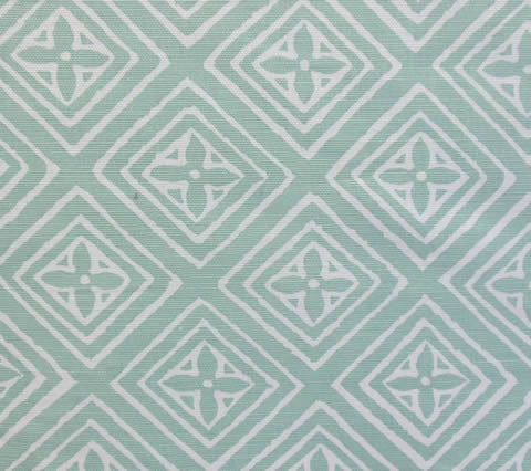 China Seas Fabric: Fiorentina - Custom Teal on White Belgian Linen / Cotton
