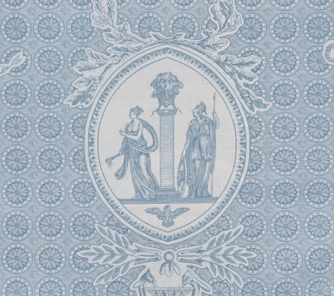 Quadrille Fabric: Excelsior - Custom Lulworth Blue on White Belgian Linen / Cotton