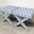 China Seas Fabric: Large Gorrivan Fretwork - Custom Lilac / Silver on White Belgian Linen / Cotton