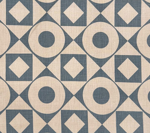 Home Couture Fabric: Circles & Squares Reverse - Vapor in Tan Belgian Linen