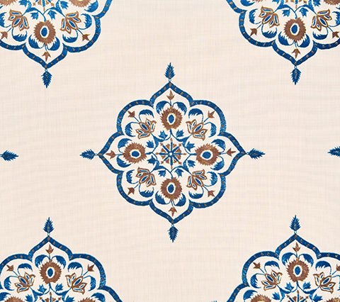 Home Couture Fabric: Medara - Custom Brown / Navy on Vellum (OUTDOOR)