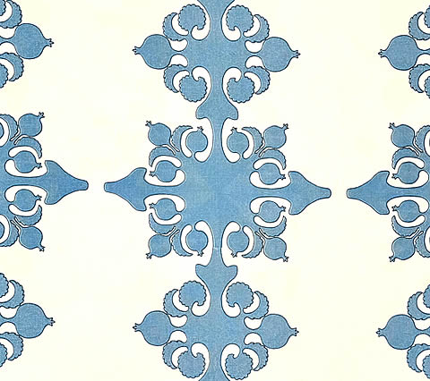 Home Couture Fabric: Argentine - Custom Blue / Navy on White 100% Linen